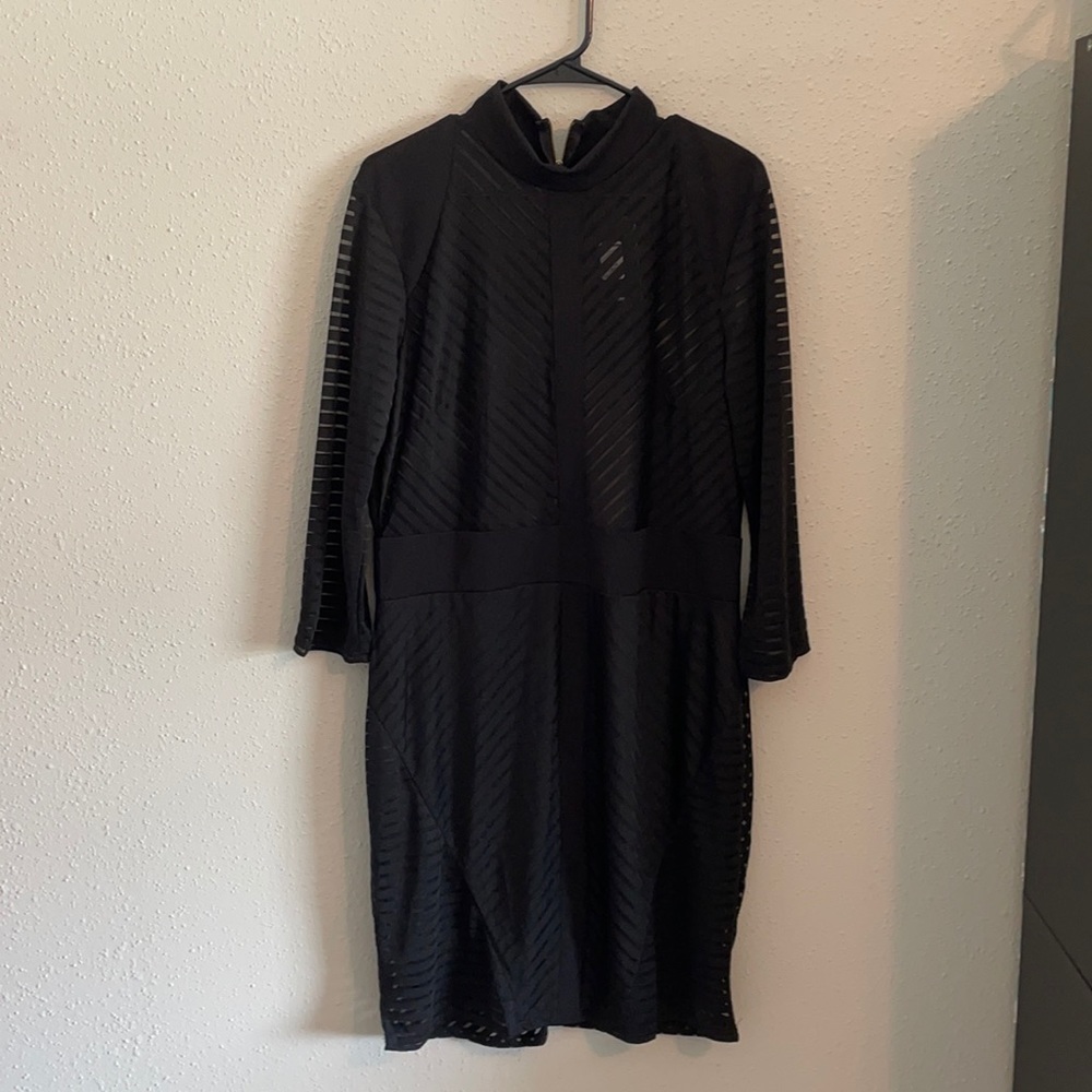 Plus size Mesh black dress